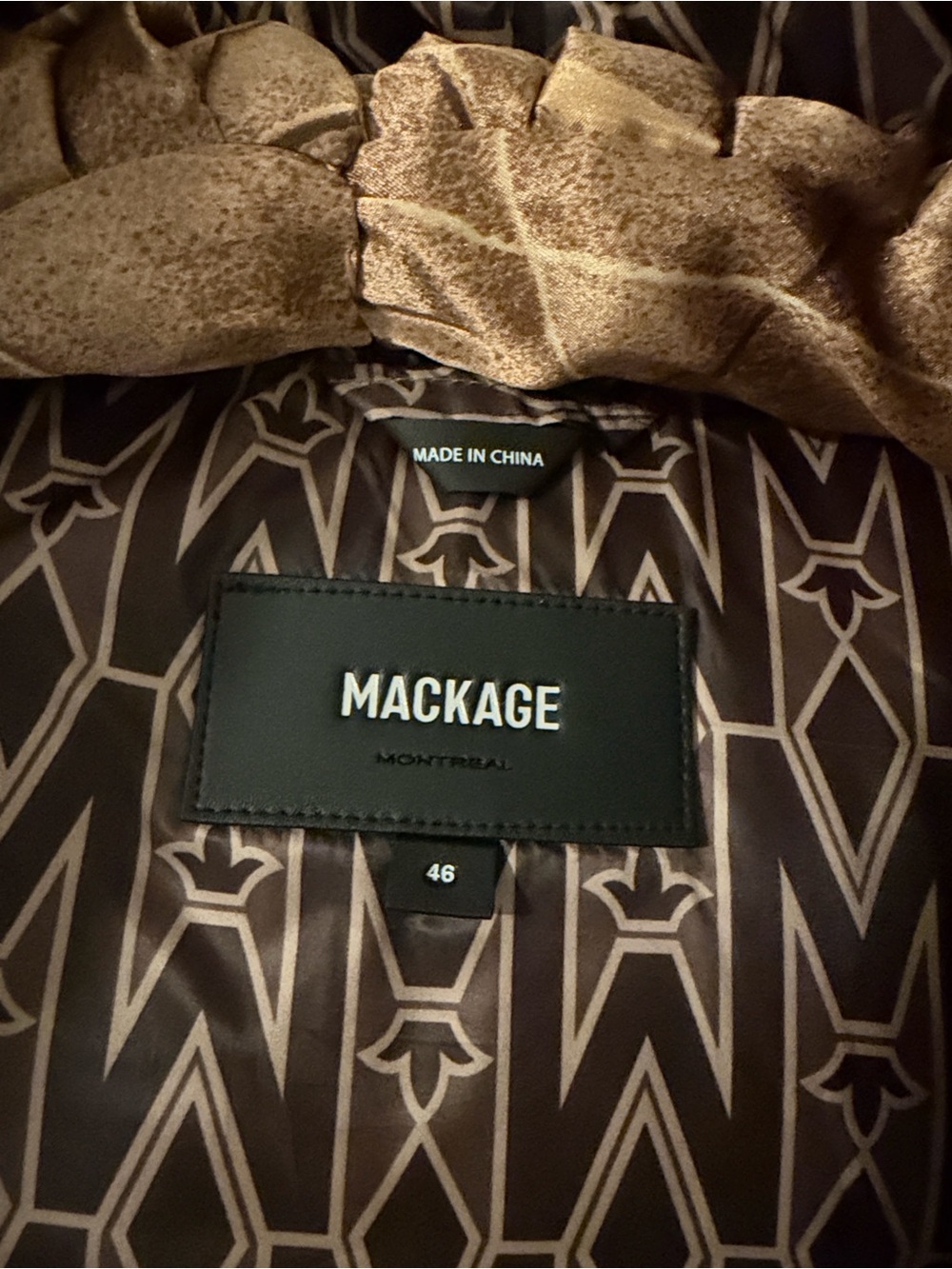 100% Authentic Mackage Brown Monogram Puffer Jacket with Hood - Picture 6 of 14